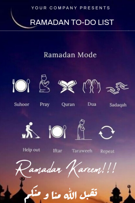 Ramadan Kareem to- do list template Poster