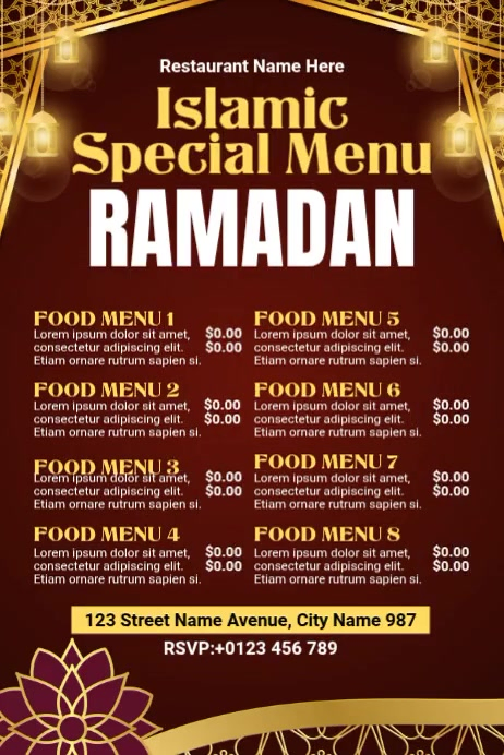 Ramadan Menu Template | PosterMyWall