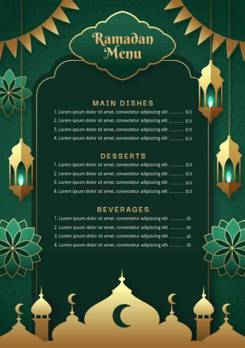 ramadan menu A4 template