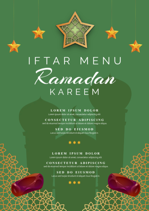 Ramadan Menu List A4 template