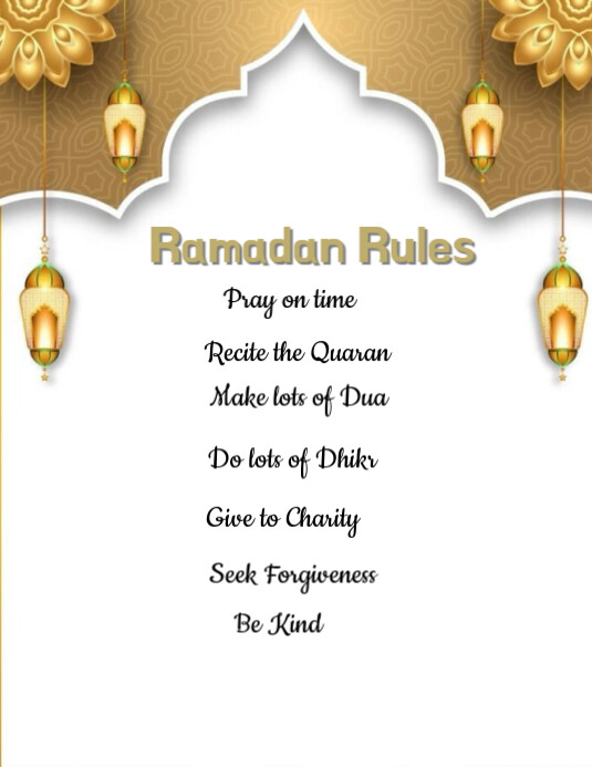 Ramadan Mubarak rules Volantino (US Letter) template