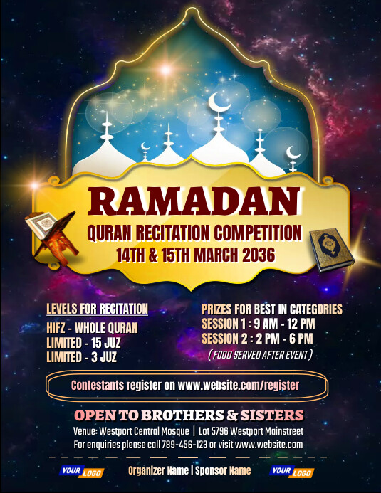 Ramadan Quran Recitation Competition Template | PosterMyWall