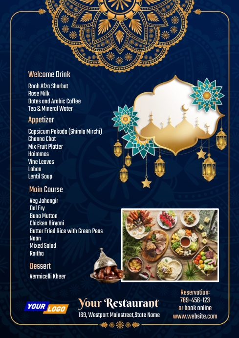 Ramadan Restaurant Menu Templat | PosterMyWall