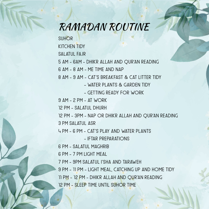 RAMADAN ROUTINE 6 Template | PosterMyWall