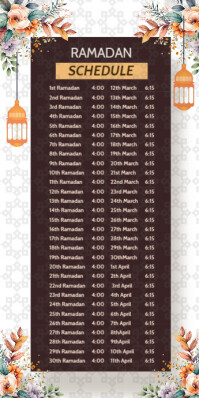 Ramadan Schedule, Timings Roll Up Banner 3' × 6' template