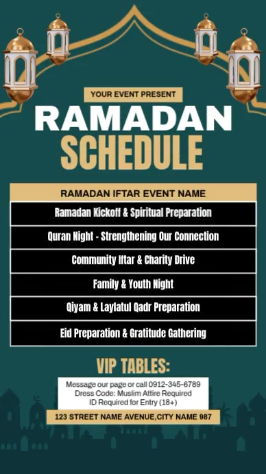 Ramadan Schedule Template | PosterMyWall