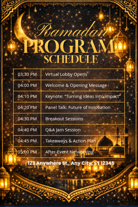 Ramadan Schedule Program Template | PosterMyWall