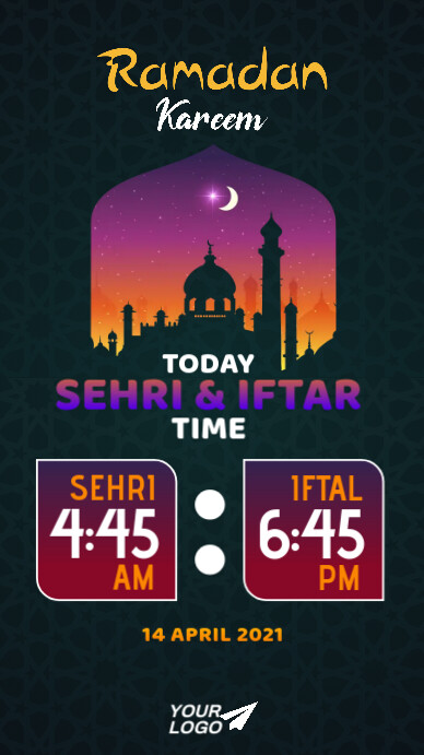 Ramadan Sehri & Iftar Time Template | PosterMyWall