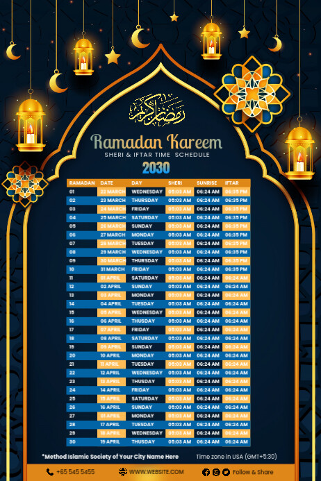 Ramadan Sheri & Iftar Schedule 海报 template