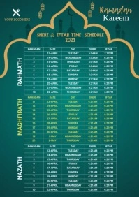Ramadan Sheri & Iftar Time A4 template