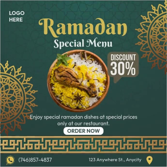 Ramadan Special Menu Publicação no Instagram template