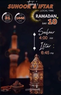 Ramadan Suhoor & Iftar daily schedule templat Tabloid template