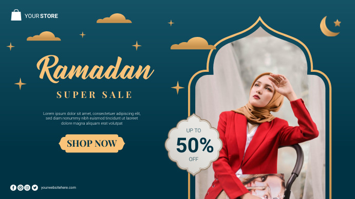 Ramadan Super Sale Banner Poster Ekran reklamowy (16:9) template