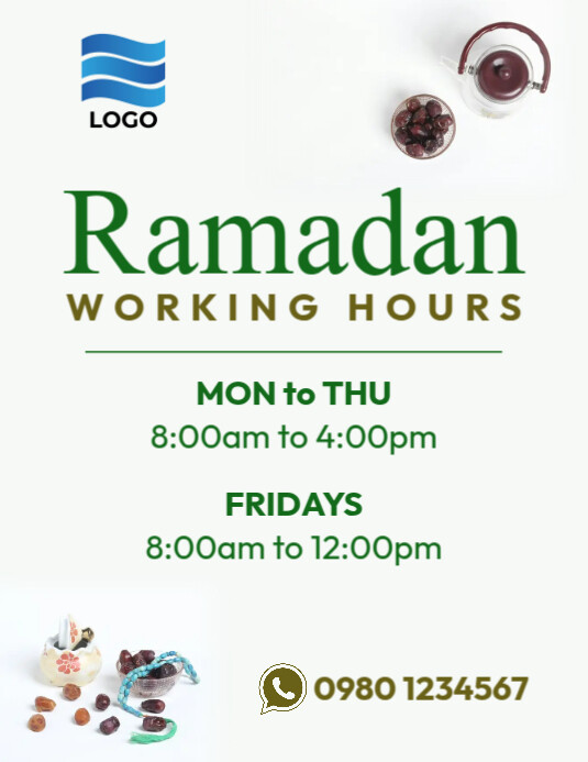 ramadan working hours, ramadan business hours Template | PosterMyWall