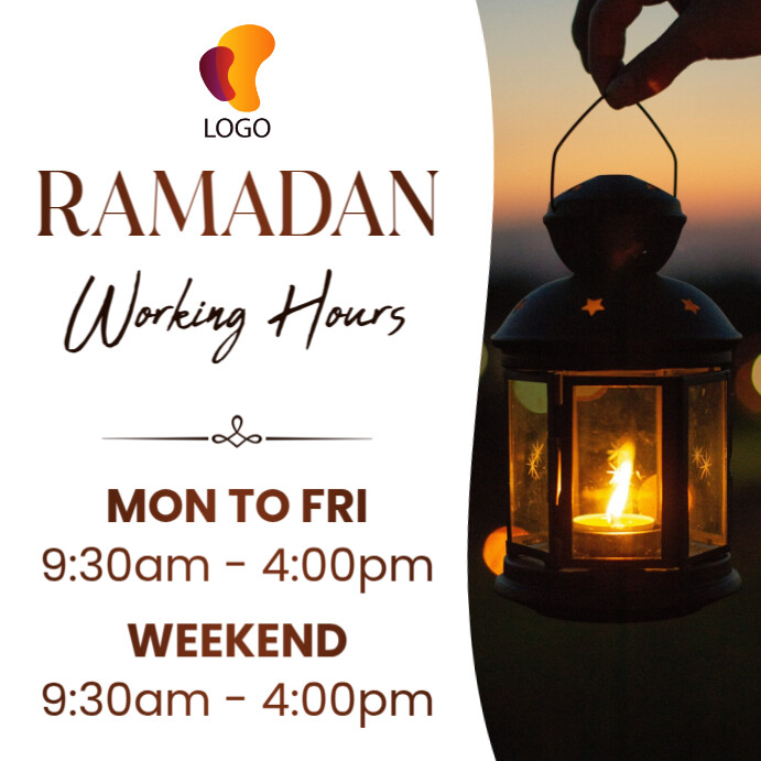 ramadan working hours, ramadan business hours Instagram Post template