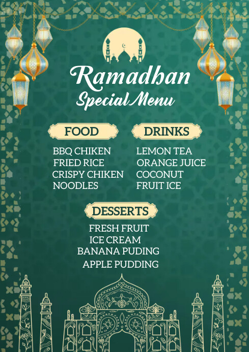 Ramadhan menu Template | PosterMyWall