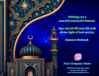 Blue Ramzan Mubarak ใบปลิว Template