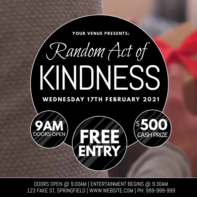 Random Act Of Kindness Day Video Poster Template Postermywall