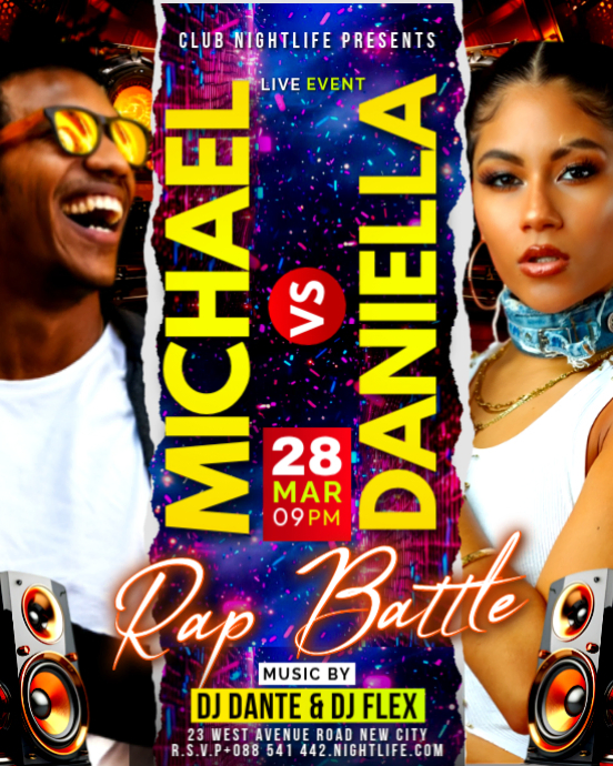 Plantilla de Rap Battle hiphop rap artist rapping contest competition ...