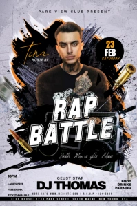 Rap Battle poster แบนเนอร์ 4' × 6' template