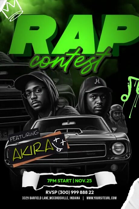 Rap Contest Green Theme Template | PosterMyWall