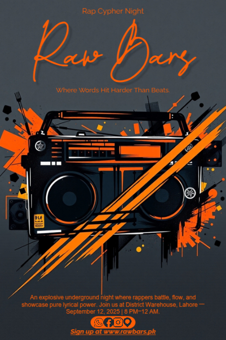 Rap Cypher Night Poster Template | Urban Graffiti Vapor Music Design ...