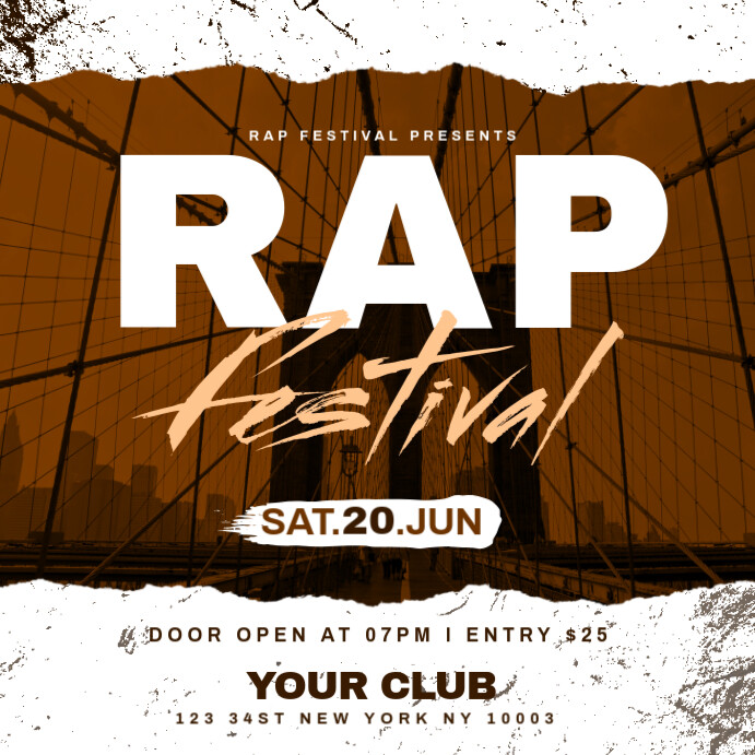 Rap Festival Flyer Template Publicação no Instagram