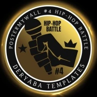 Rap Hip-Hop Microphone Gold Badge Video Logo โลโก้ template