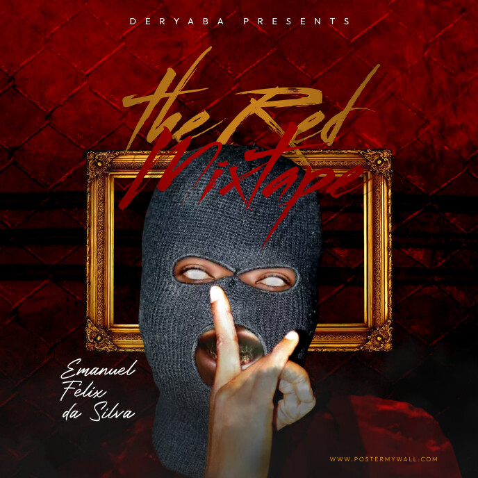 Rap HipHop Red Gold Frame Mixtape Cover Template PosterMyWall