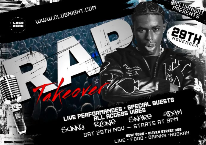 Promo Poster Rappers Black Rap Event Poster A4 Template | PosterMyWall