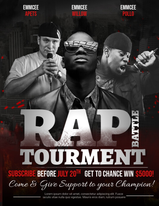 Promo Poster Rappers Modèle Rap Tournament Flyer | PosterMyWall