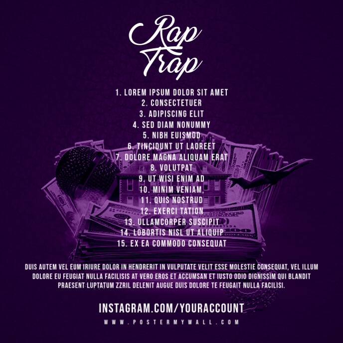 Rap Trap Tracklist Mixtape Cover Art Template ปกอัลบั้ม