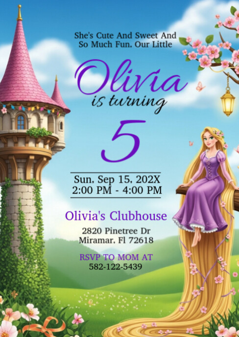 Rapunzel Birthday Invitation A6 Template | PosterMyWall