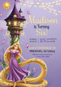 Purple Children's Birthday Party A5 Template