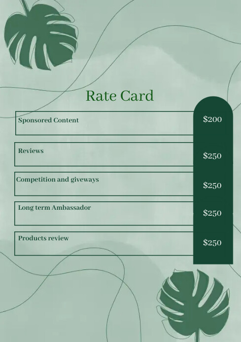 RATE CARD Template | PosterMyWall