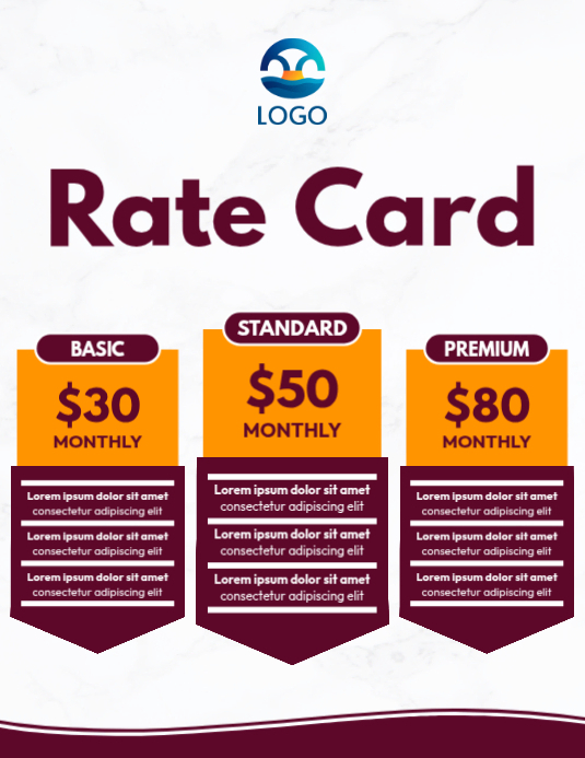 Plantilla de rate card | PosterMyWall