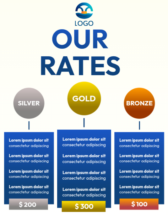 White Pricing Table Flyers Template | PosterMyWall