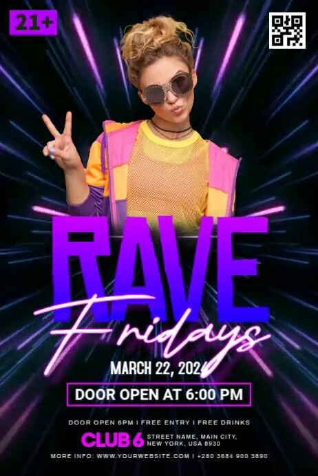 Rave Club Fridays Template | PosterMyWall
