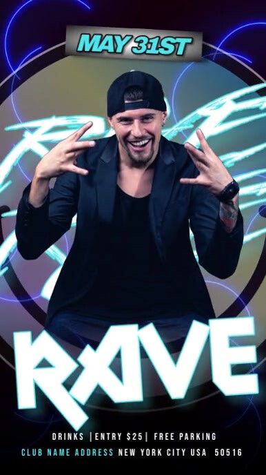 Club Rave Graphics Plantilla de Rave Club Party | PosterMyWall