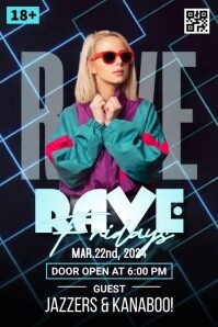 Rave Neon Fridays Template | PosterMyWall