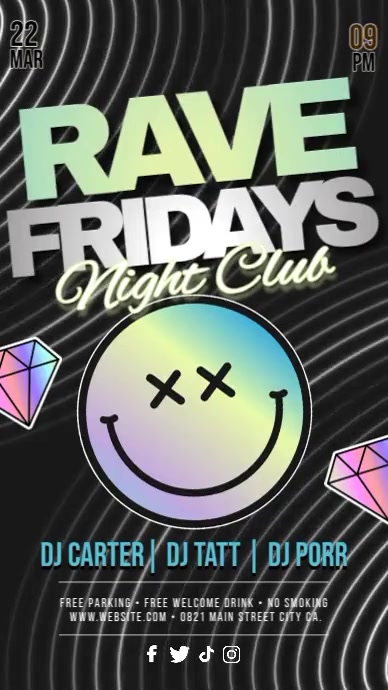 Friday Dance Rave Rave Fridays Night Club Template | PosterMyWall
