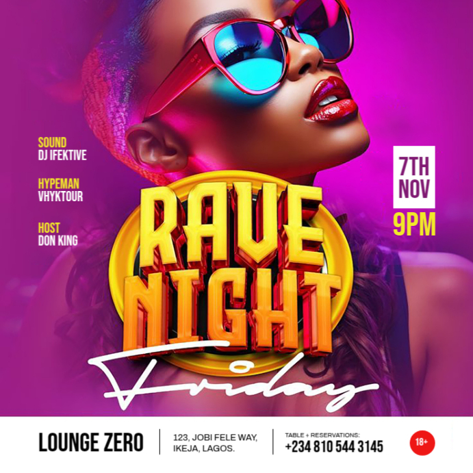 Advert Day Rave Rave Night Party Instagram Ad Template | PosterMyWall
