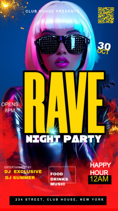 Rave Night Party Template PosterMyWall rave-night-party-template-postermywall