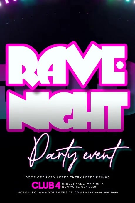 Rave Night Party Video Template | PosterMyWall