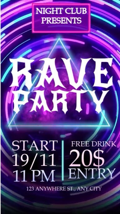 Rave Party Invitation Video Template | PosterMyWall