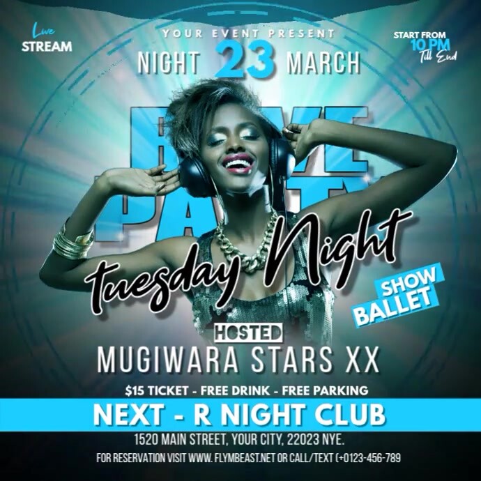 Rave Party Tuesday Night ads Template | PosterMyWall