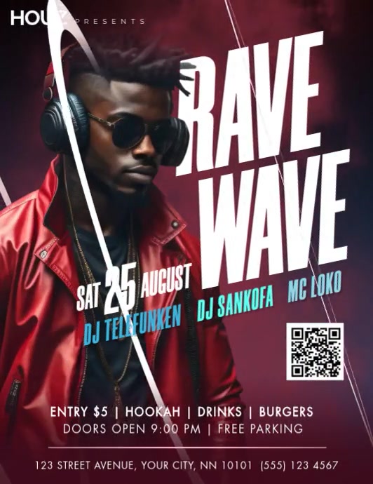 One Wave One Rave Rave Wave edm party concert video flyer Templat | PosterMyWall