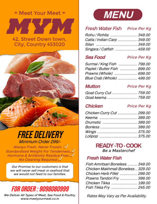 Copia De Raw Meat Shop Menu Template PosterMyWall Copia De Raw Meat Shop Menu Template PosterMyWall