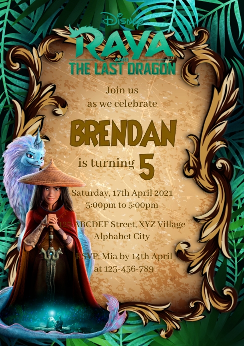Copy of Raya and the Last Dragon Invitation | PosterMyWall
