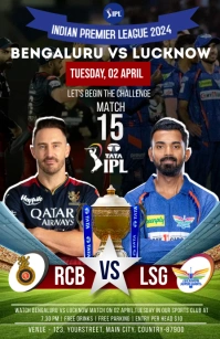 Rcb vs Lsg ipl match poster Template Tabloid